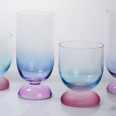 คุณภาพ Handblown Crystal Wine Glass Goblet with Two-color Gradient and Frosted Base for 300ml Wine Cocktail & Home Decor โรงงาน
