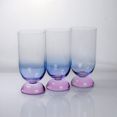 คุณภาพ Handblown Crystal Wine Glass Goblet with Two-color Gradient and Frosted Base for 400ml Wine Cocktail & Home Decor โรงงาน