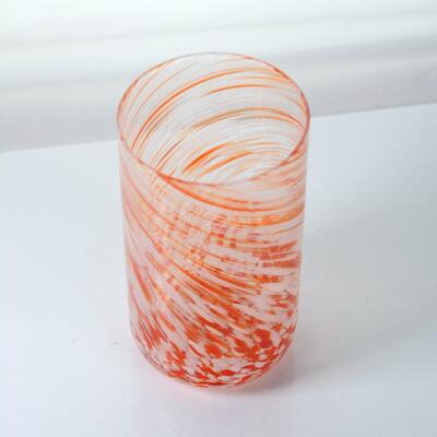 คุณภาพ Hand-blown Orange Swirl Confetti Glass Cup - Artisan Crafted Drinking Glass for Whiskey and Cocktails โรงงาน