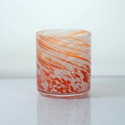 คุณภาพ Hand-blown Orange Swirl Confetti Glass Cup - Artisan Crafted Drinking Glass for Whiskey and Cocktails โรงงาน