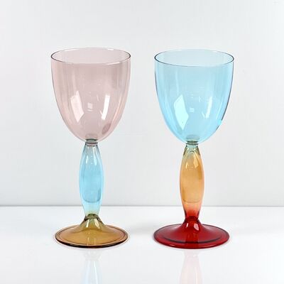 คุณภาพ Hand-Blown Gradient Color Borosilicate Wine Glasses, Multi-Color Artistic Stem Goblets for Wine, Cocktail, Home Bar & Party Decor โรงงาน