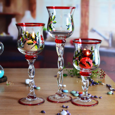 คุณภาพ Glass Candle Holders For Christmas โรงงาน