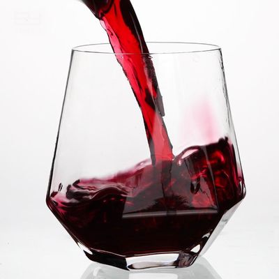 คุณภาพ Diamond Geometric Gold Rim Crystal Glass Tumblers , Glass Drinking Cup โรงงาน