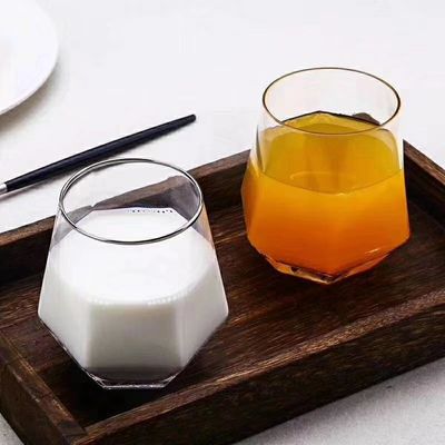 คุณภาพ Diamond Geometric Gold Rim Crystal Glass Tumblers , Glass Drinking Cup โรงงาน