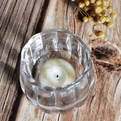 คุณภาพ Pumpkin Shaped Embossed Glass Candle Holders For Tealight โรงงาน