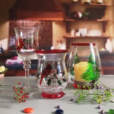 คุณภาพ Ice Crack Classic American Glass Hurricane Candle Holder โรงงาน