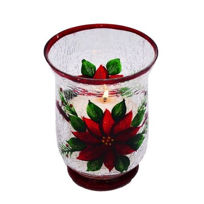 คุณภาพ Ice Crack Classic American Glass Hurricane Candle Holder โรงงาน