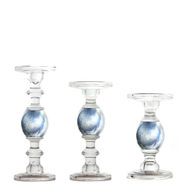 คุณภาพ Crystal 3 Size Long Stem Candle Holders With Marble Planet โรงงาน