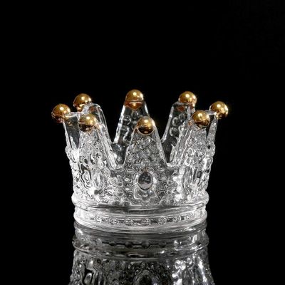 คุณภาพ Classic Crown Clear Glass Candle Holders โรงงาน