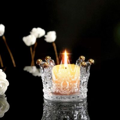 คุณภาพ Classic Crown Clear Glass Candle Holders โรงงาน