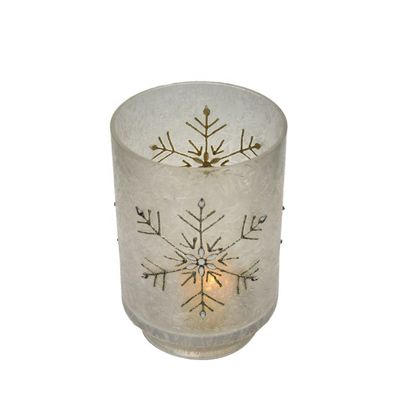 คุณภาพ Snow Flake Glass Candle Holders โรงงาน