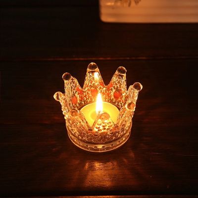 คุณภาพ Romantic Crown Tea Light Mini Votive Candle Holders ,  Glass Cylinder Candle Holders For Party โรงงาน
