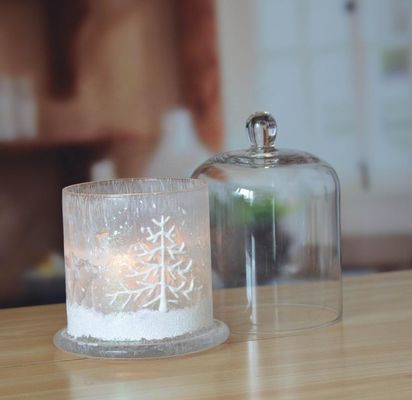 คุณภาพ Frost Glass Candle Holders , Glass Cylinder Candle Holders For Holiday Decoration โรงงาน