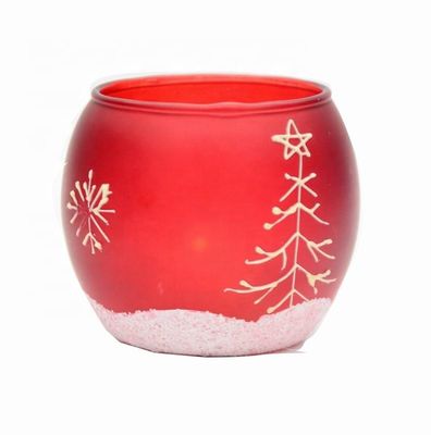 คุณภาพ Handpainted Christmas Snowflake Glass Cylinder Candle Holders โรงงาน