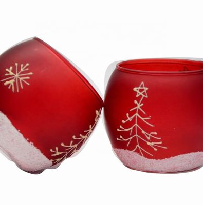 คุณภาพ Handpainted Christmas Snowflake Glass Cylinder Candle Holders โรงงาน