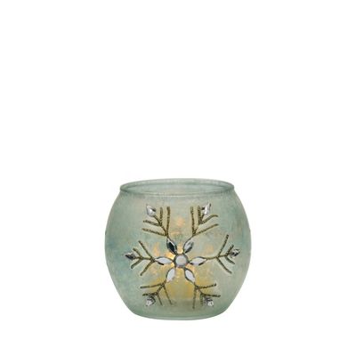 คุณภาพ Handpainted Christmas Snowflake Glass Cylinder Candle Holders โรงงาน