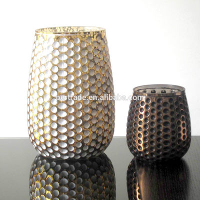 คุณภาพ 3 Size Silver Color Egg Shape Glass Candle Holders โรงงาน