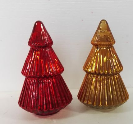 คุณภาพ Handblown LED Holiday Glass Candle Holders Christmas Tree Pattern โรงงาน