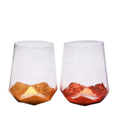 คุณภาพ Customize Stemless Gold Foil Decorated Crystal Wine Glass โรงงาน