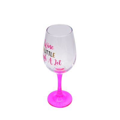 คุณภาพ 340ml Crystal Wine Glass With Funny Fonts Decal Decoration โรงงาน