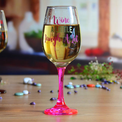 คุณภาพ 340ml Crystal Wine Glass With Funny Fonts Decal Decoration โรงงาน