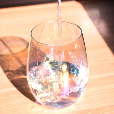 คุณภาพ Ion Plated Rainbowl 16 Oz Stemless Wine Glass , Antique Crystal Wine Glasses โรงงาน