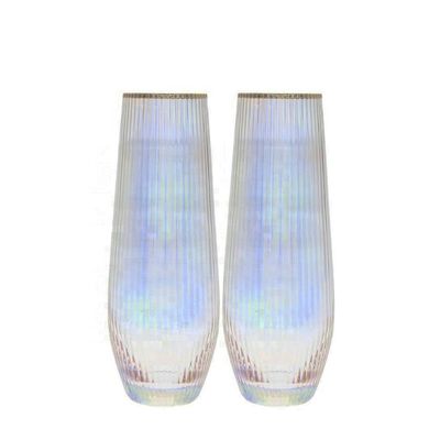 คุณภาพ Ion Plated Rainbowl 16 Oz Stemless Wine Glass , Antique Crystal Wine Glasses โรงงาน