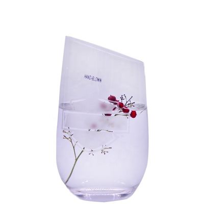 คุณภาพ Bevel Oblique Edge Stemless Crystal Wine Glass With Angle Top โรงงาน