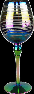 คุณภาพ Laser Circles Pattern Iridescent Crystal Wine Glass With Pearl Stem โรงงาน
