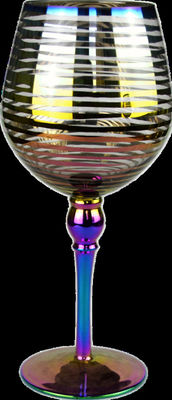 คุณภาพ Laser Circles Pattern Iridescent Crystal Wine Glass With Pearl Stem โรงงาน
