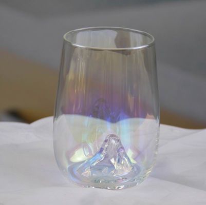 คุณภาพ Ice Mountain Bottom Crystal Wine Glass With Ion Plated Irridescent โรงงาน