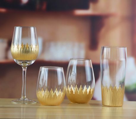 คุณภาพ 450ml Gold Cutted Honeycomb Stemless Crystal Wine Glass โรงงาน
