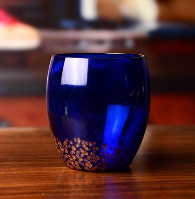 คุณภาพ Handblowned Blue Rock Golden Dots Crystal Wine Glass โรงงาน