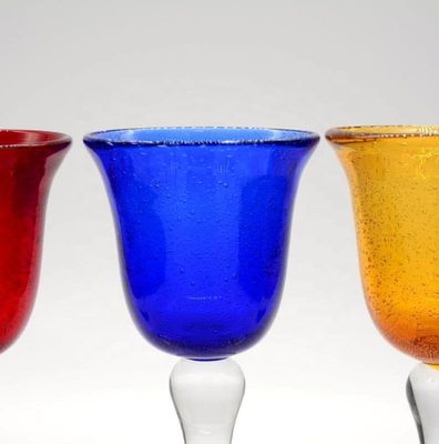 คุณภาพ Handblown Solid Color Mexican Bubbles Goblet Crystal Wine Glass โรงงาน