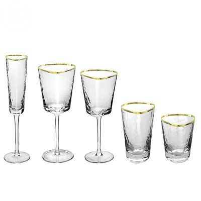 คุณภาพ Hammer Texture Crystal Wine Glass In Triangle Shape โรงงาน