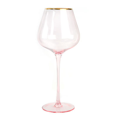 คุณภาพ Gold Rim Pink Crystal Wine Glass For Holiday Party โรงงาน