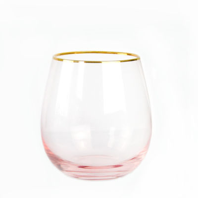 คุณภาพ Gold Rim Pink Crystal Wine Glass For Holiday Party โรงงาน