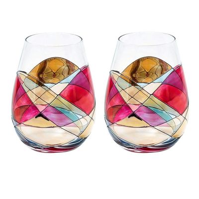 คุณภาพ Handpainted Stemless Golden Luster Crystal Wine Glass , Engraved Crystal Glasses โรงงาน