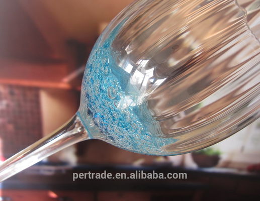 คุณภาพ Handmade Ocean Blue Wine Goblet Glass With Sparkling Bubbles โรงงาน