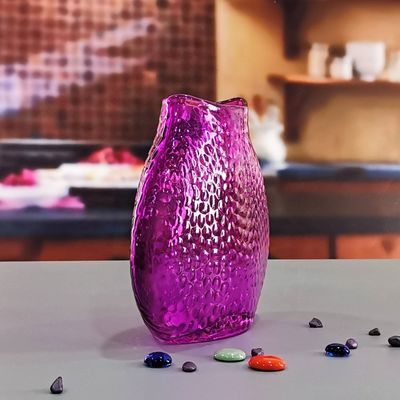 คุณภาพ Home Decoration 8" Fish Style Vintage Pink Glass Vase โรงงาน