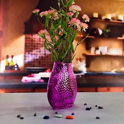 คุณภาพ Home Decoration 8" Fish Style Vintage Pink Glass Vase โรงงาน