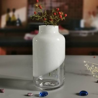 คุณภาพ Hand Made Solid White Top Half Ceramic Glass Jar Vase โรงงาน