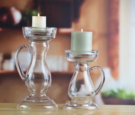 คุณภาพ New Design Hand Blown Decorative Glass Vase With Handle โรงงาน