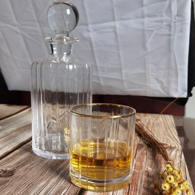 คุณภาพ Customized Gold Rim Whole Set Handmade Whiskey Glass โรงงาน