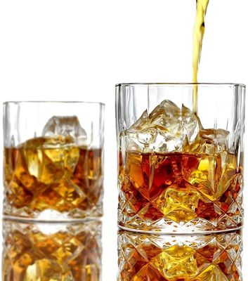 คุณภาพ Old Fashioned Lead Free Embossed 10 Oz Whiskey Glasses , Whiskey Tasting Glasses โรงงาน
