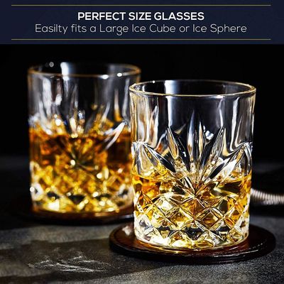 คุณภาพ Old Fashioned Lead Free Embossed 10 Oz Whiskey Glasses , Whiskey Tasting Glasses โรงงาน