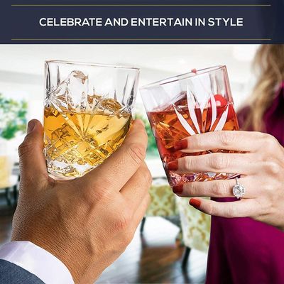 คุณภาพ Old Fashioned Lead Free Embossed 10 Oz Whiskey Glasses , Whiskey Tasting Glasses โรงงาน