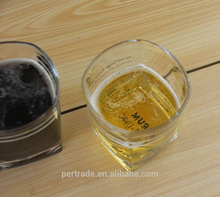 คุณภาพ Set Of Four Square 240ml Fancy Whiskey Glass With Decal โรงงาน