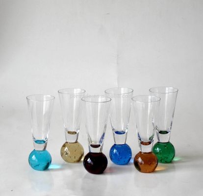 คุณภาพ Hand Made 6 Color Ball Bottom Unique Shot Glass Set โรงงาน