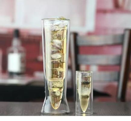 คุณภาพ Bullet Shaped Double Wall 45ml Unique Shot Glasses โรงงาน
